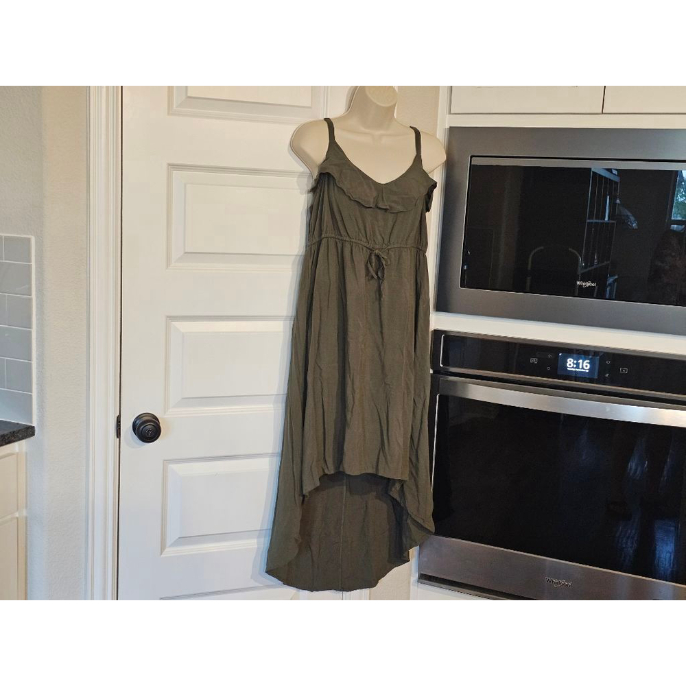 Torrid Olive Green Ruffle Top Hi-Low Synch-Waist Dress Size L (0X) - Picture 2 of 13